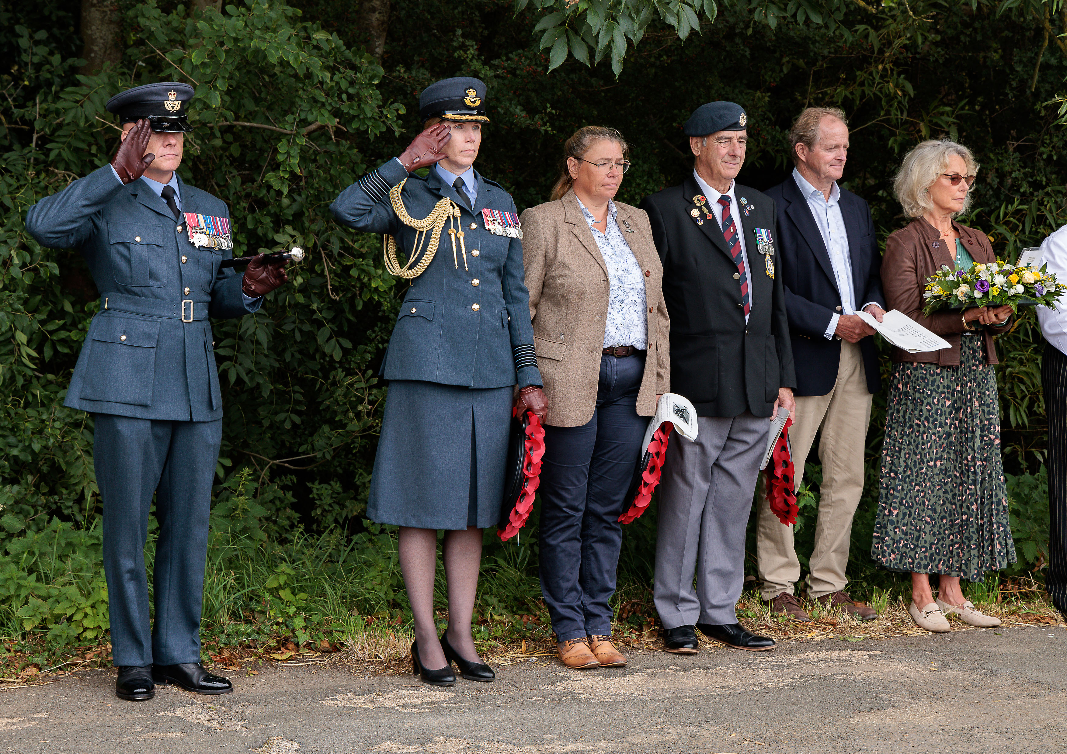 Photo: Eighty Years - Remembering Albemarle V1782 - Memorial service, during which, RAF Brize Norton Station Commander, Group Captain Louise Henton, laid a wreath at the crash site, Mill Hill Farm, Black Bourton